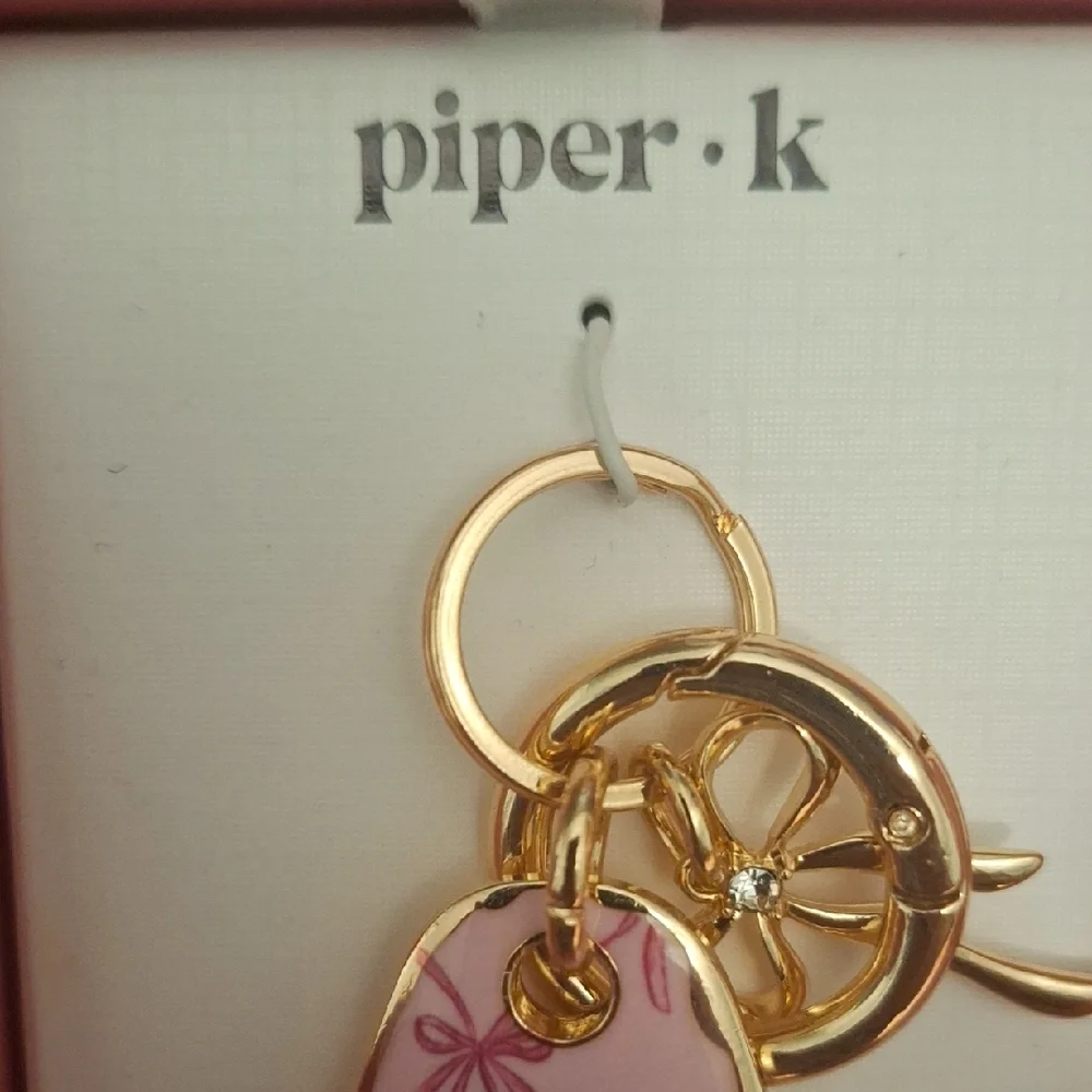 Piper•K Pink and Gold Bow Bag Charm Key Holder